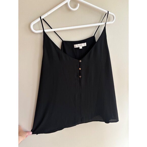 LOFT Black Chiffon Button Front Minimalist Camisole Tank Top Size XL - Picture 3 of 12